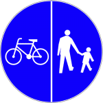 droga dla pieszych i rowerzystw - oznacza drog na ktrej dopuszcza si tylko ruch pieszych i rowerw Ruch pieszych i rowerzystw odbywa si odpowiednio po stronach drogi wskazanych na znaku jeeli symbole oddzielone s kresk pionow
